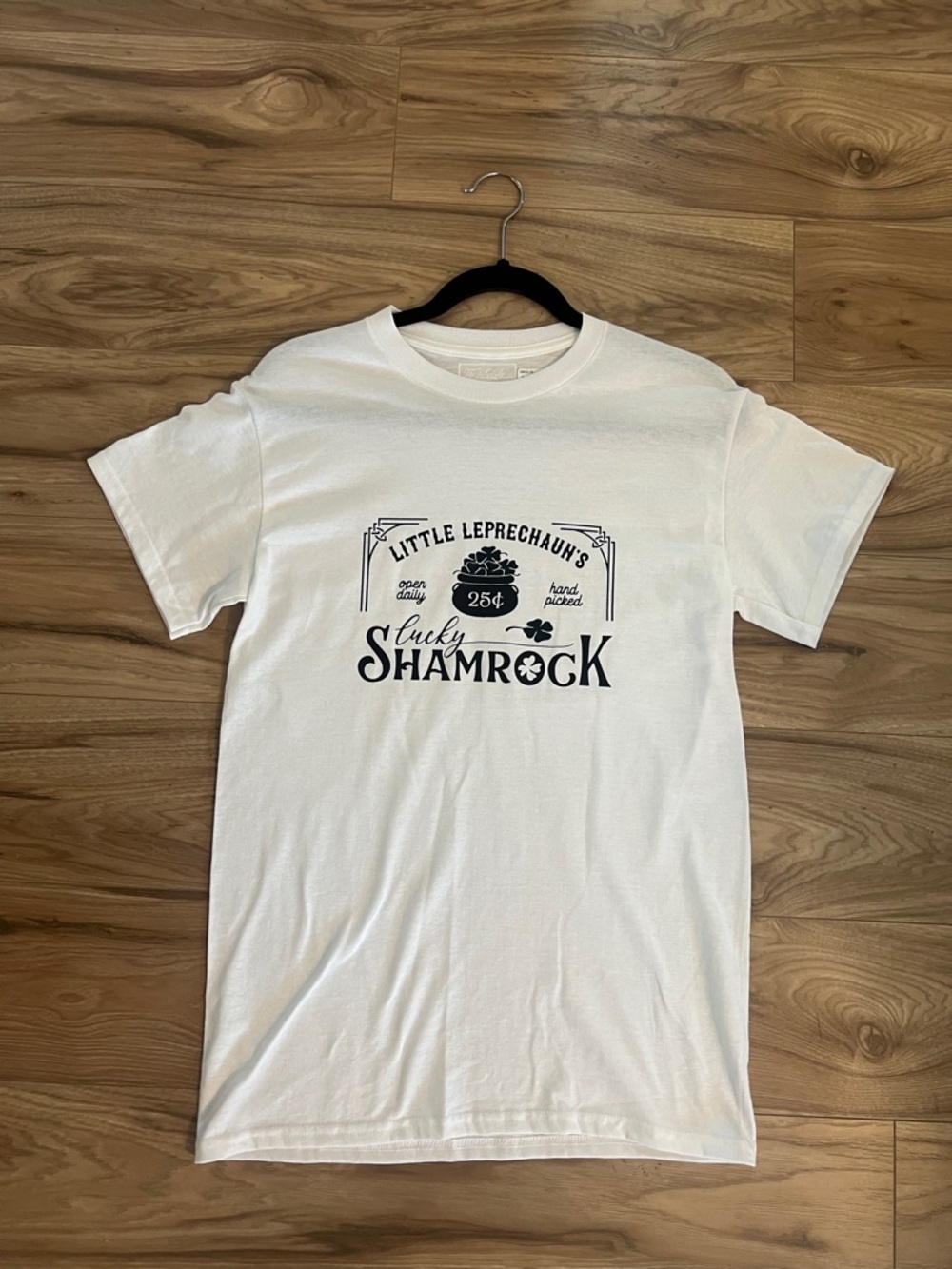Lucky Shamrock Graphic Tee - White with Black Print